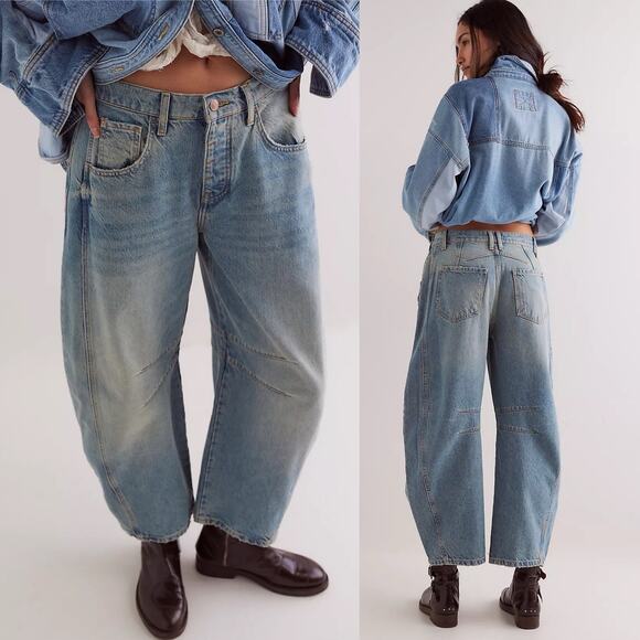 Free People We the Free Good Luck barrel jeans size 26 - Picture 3 of 7